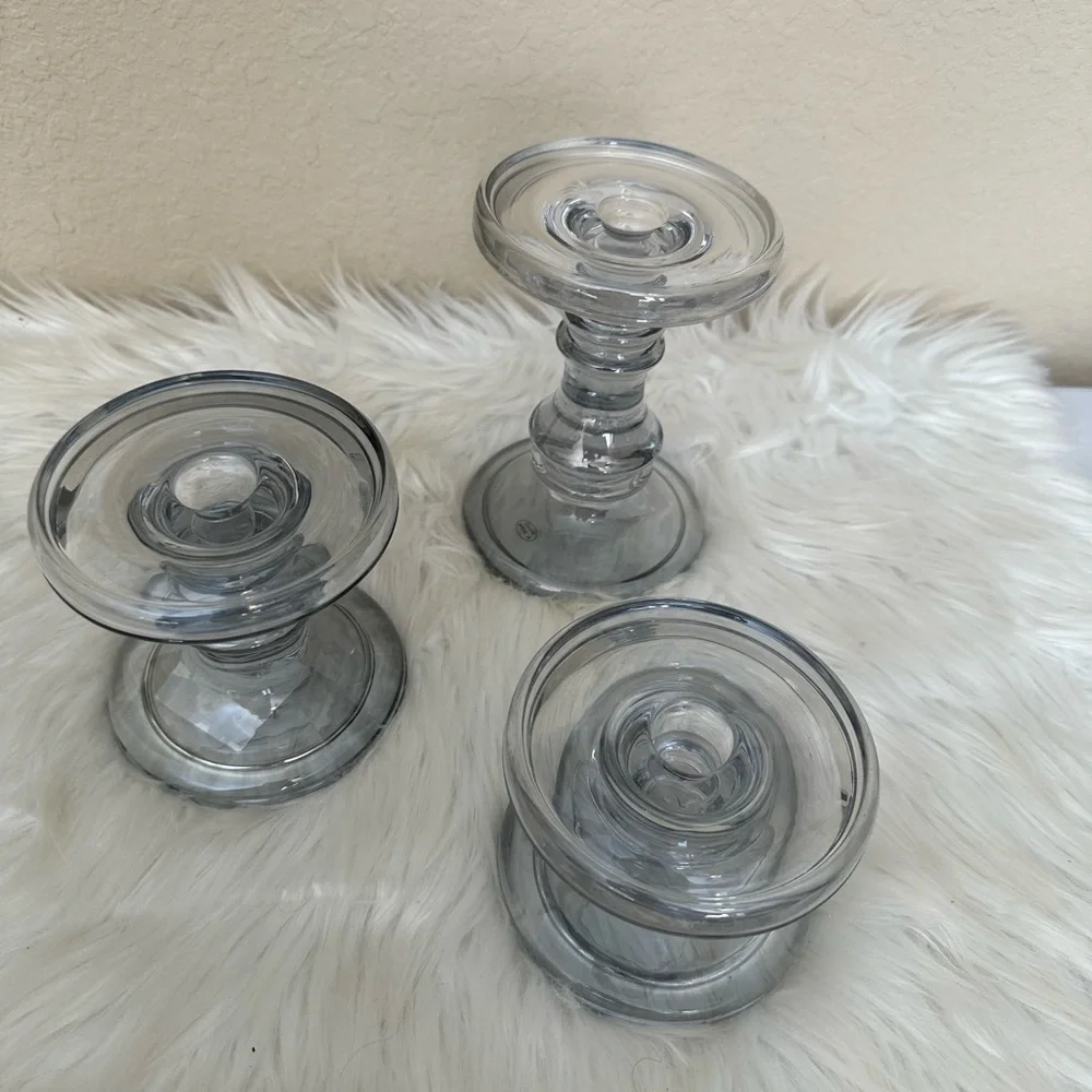 Elegant Glass Candle Holders - Set of 3